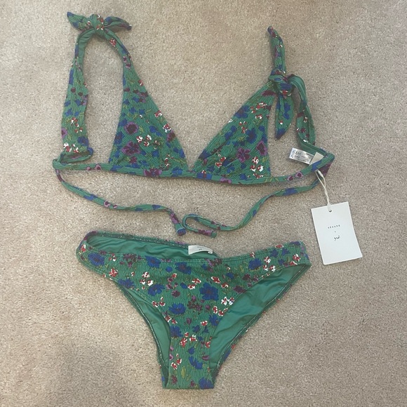 Sezane Other - Sezane / Sur Le Sable Green Floral Bikini / 34